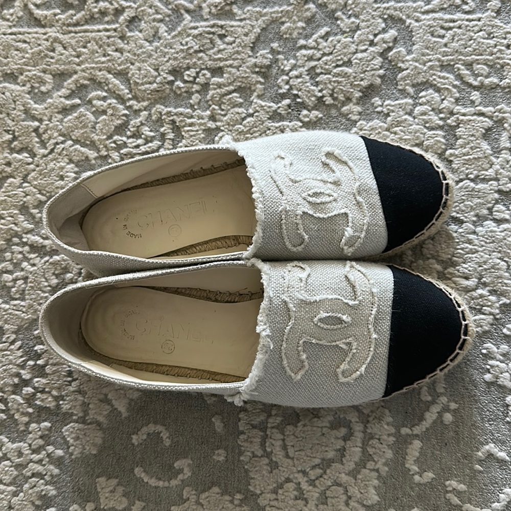 Authentic Chanel espadrilles light grey